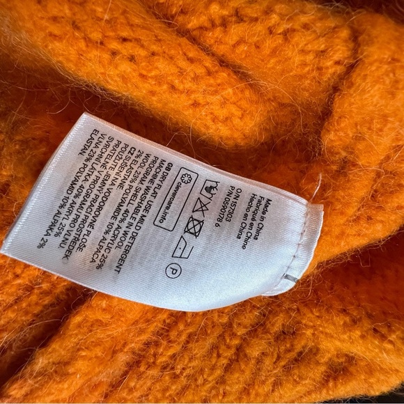 H&M Orange Cardigan Wool Blend Small Sweater with Relaxed Fit - Picture 3 of 7